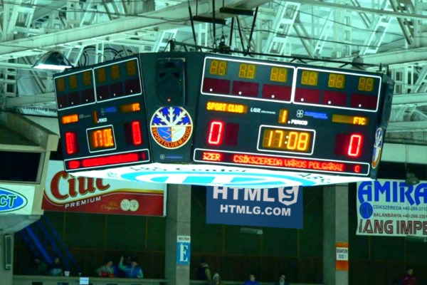 Ice hockey scoreboard with periods and penalties